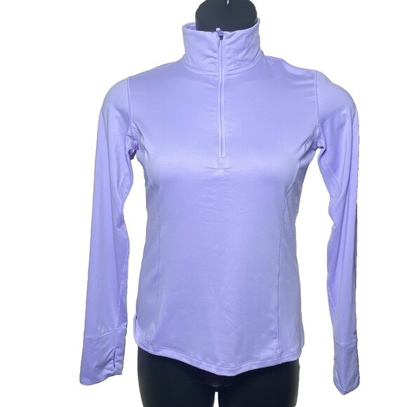 Brooks Womans Size Small Violet Dash 1/2 Zip Mock Neck Top Pocket Thumbholes - Picture 1 of 10